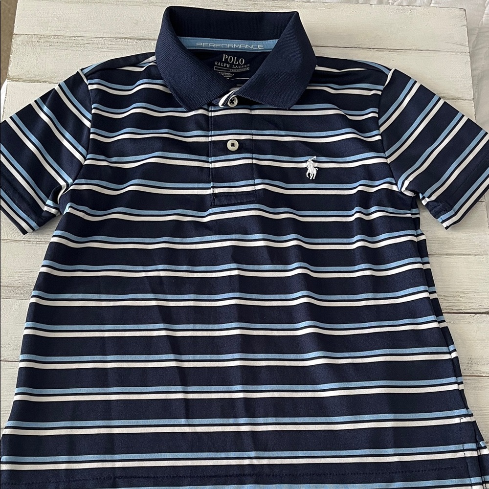 Polo by Ralph Lauren Performance Kids Blue and White Striped Polo
